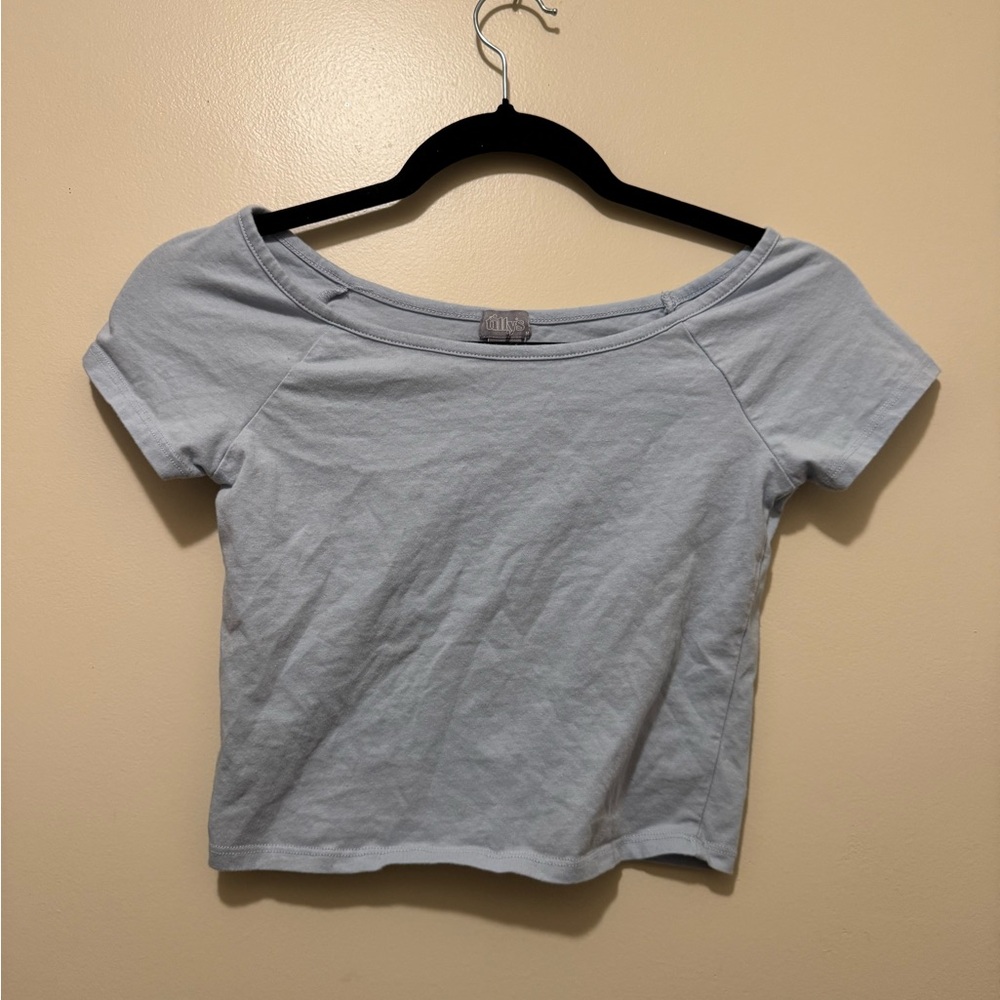 Tilly’s Light Blue Women's Off the shoulder top